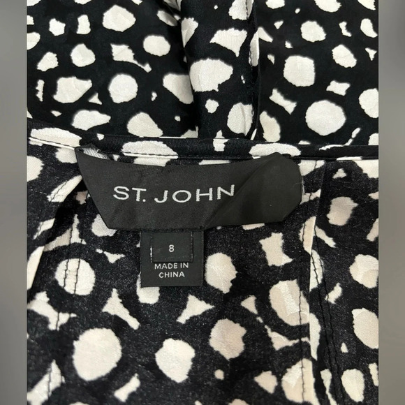 St. John Silk Blend Pleated Black and White Skirt - Picture 7 of 8